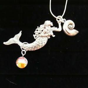 New November mermaid birth scale seashell necklace
